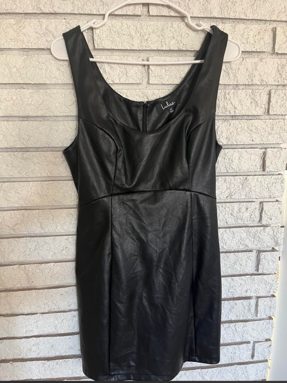 Lulu's Black Faux Leather Sleeveless Sheath Mini Dress
